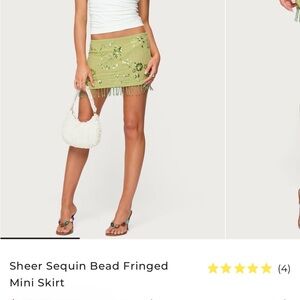 Edikted sheer bead Sequin Fringe Mini Skirt